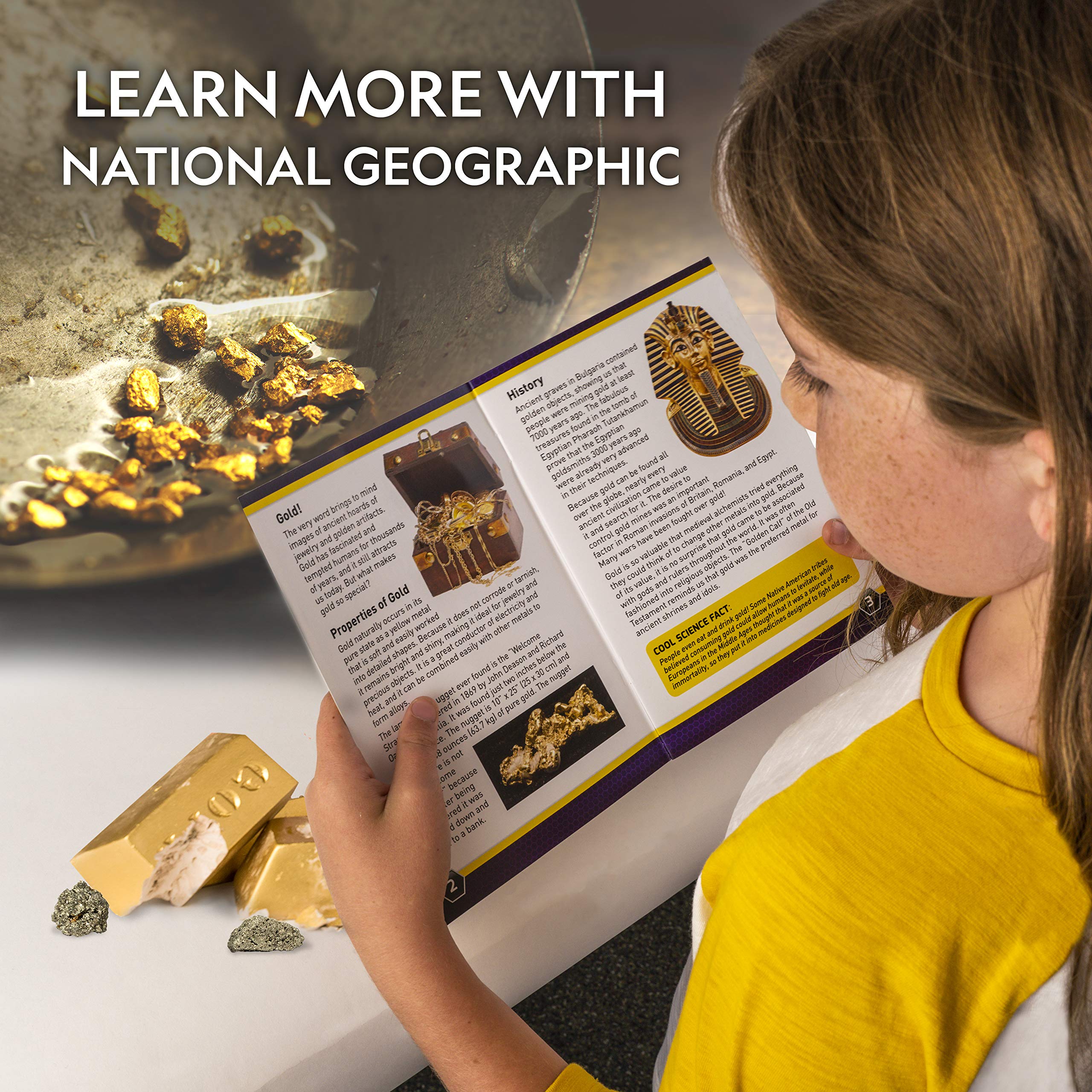NATIONAL GEOGRAPHIC Fool’s Gold Dig Kit – 12 Gold Bar Dig Bricks with 2-3 Pyrite Specimens Inside, Party Favors with 12 Excavation Tool Sets, Great STEM Toy Stocking Stuffer for Boys & Girls