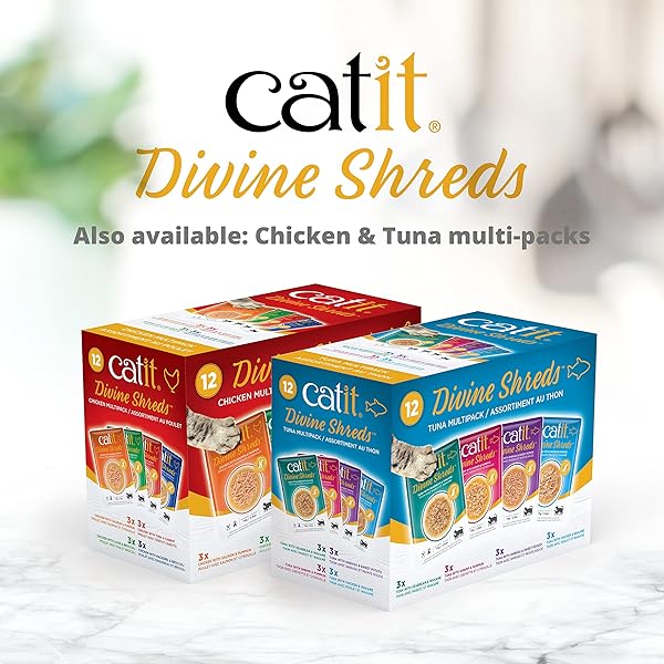 CATIT DIVINE SHREDS PREMIUM CAT FOOD TOPPER, TUNA WITH SHRIMP & PUMPKIN