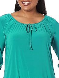 Star Vixen womens 3/4 Sleeve, Front Tie Peasant Top