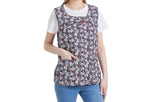 Nanxson Women Cobbler Apron with 2 Patch Pockets, Cotton Printed Bib, Smock with Buttons for Work Chef kitchen CF3177