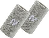 Raquex Sports Wristbands 2 Widths Grey Pair Cotton Terry 8x8cm 8x13cm view 1