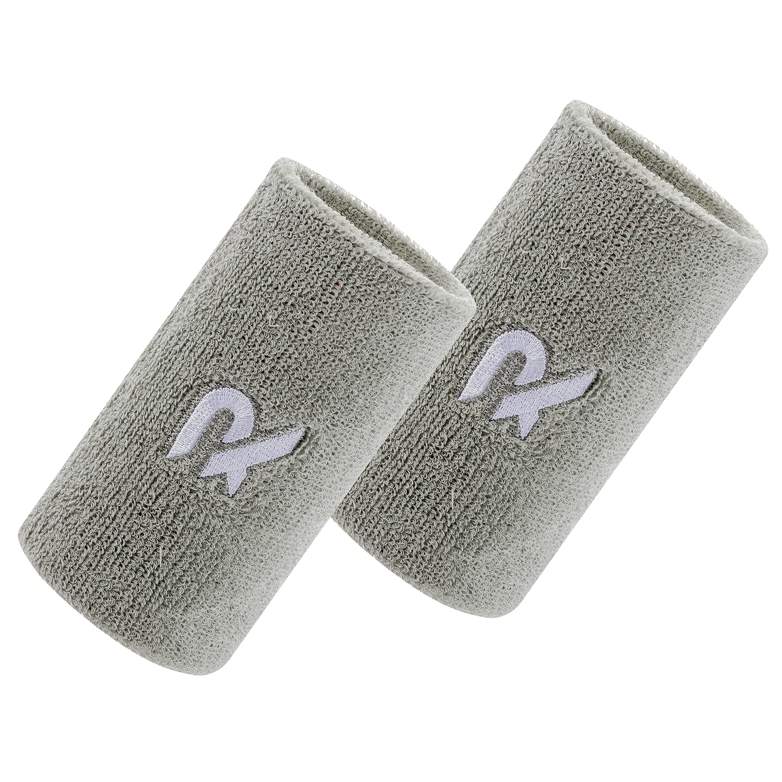 Raquex Sports Wristbands (7 Colours, 2 Widths) - Soft, Stretchy Cotton. Padel, Tennis, Squash, Running Sweat Bands - Machine Washable (Grey, Pair)