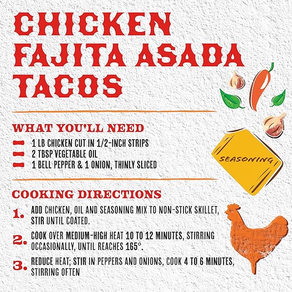 MEZCO TACO SEASONING, MEDIUM FAJITA ASADA FLAVOR, GREAT WITH CHICKEN, 1 OZ