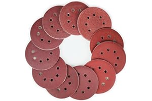 LotFancy Sanding Disc, 5 Inch 8 Hole, 110PCS, 40 60 80 100 120 180 240 320 400 800 1000 Grit Assorted Sand Paper, Hook and Loop Sandpaper Assortment, Random Orbital Sander Pads