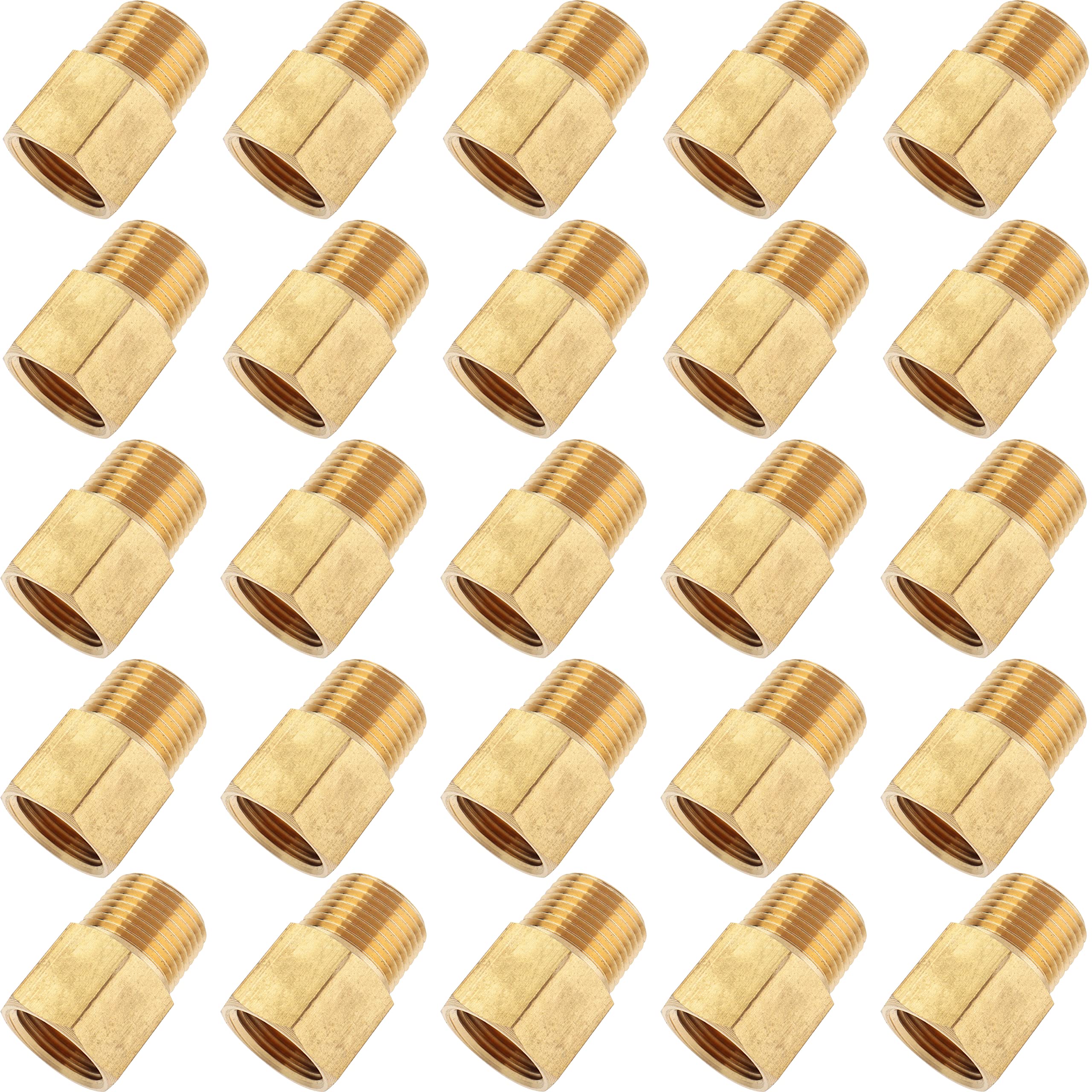 LTWFITTING Brass Pipe 3/8-Inch Female BSPP x 3/8-Inch Male BSPT Adapter Fuel Gas Air (Pack of 25)