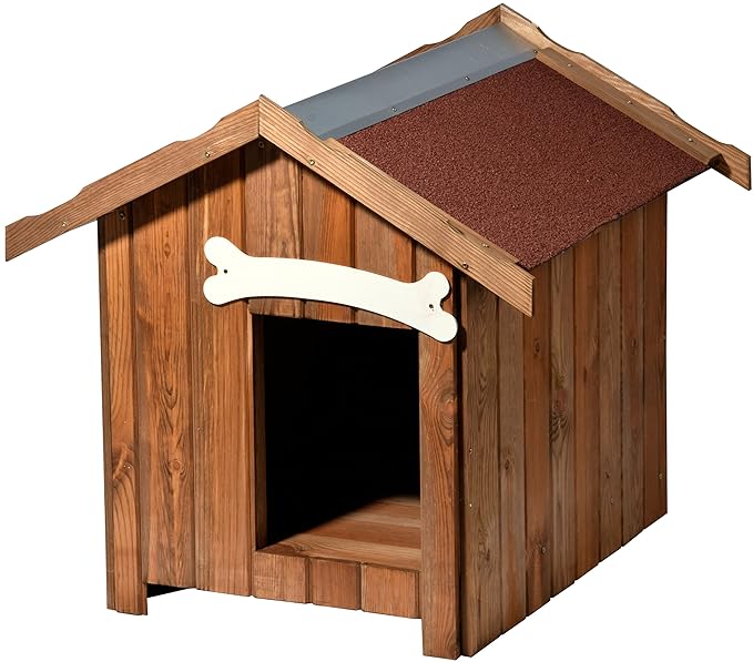dobar Isolierte Hundehütte mit Spitzdach, für draußen Outdoor Wetterfest imprägniert, aus Kiefer-Holz, EU-Produktion