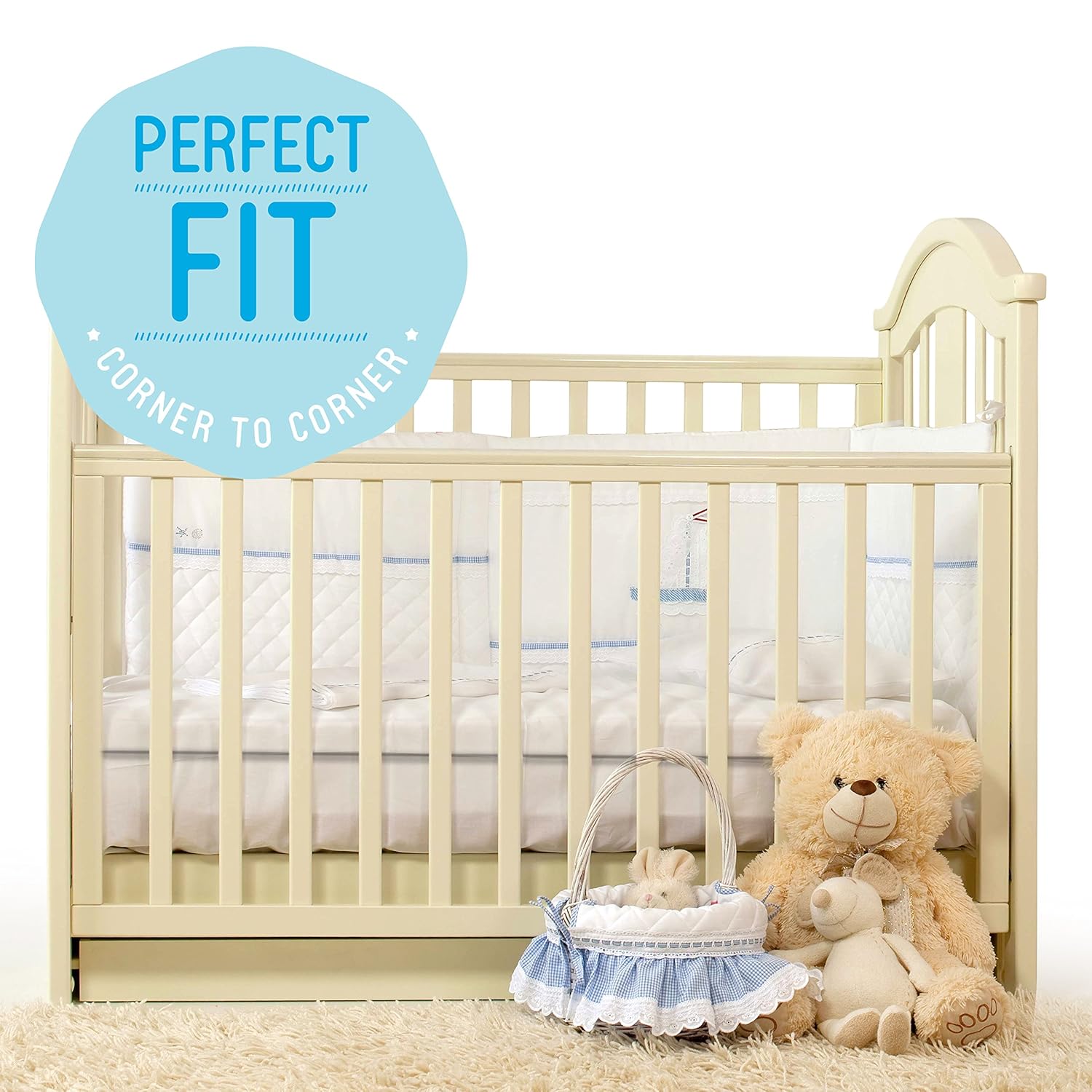 Milliard 2-Inch Ventilated Memory Foam Crib and Toddler Bed Mattress Topper with Removable Waterproof 65-Percent Cotton Non-Slip Cover - 52" x 27" x 2" : Crib Mattress Pads : Baby