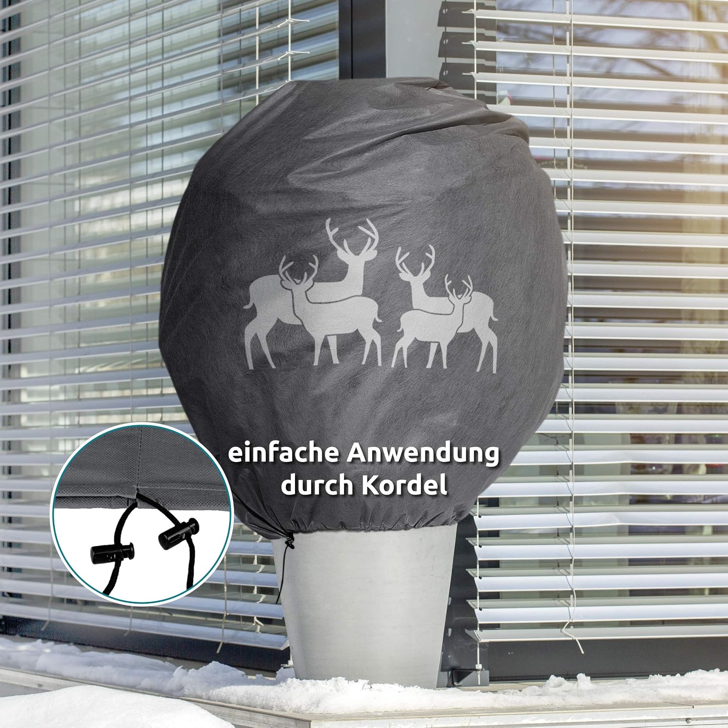 Windhager Decorative Fibre Cover for Winter Protect XXL Cold, Frost, Garden, Fleece Protection, Deer Motif, 1.1 x 1.1 m - Image 3