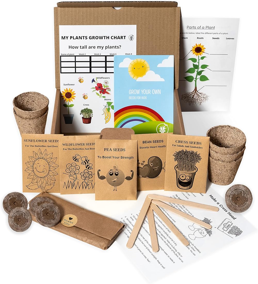 Healthy Family Kids Gardening Set Grow Your Own Deluxe Seed Kit