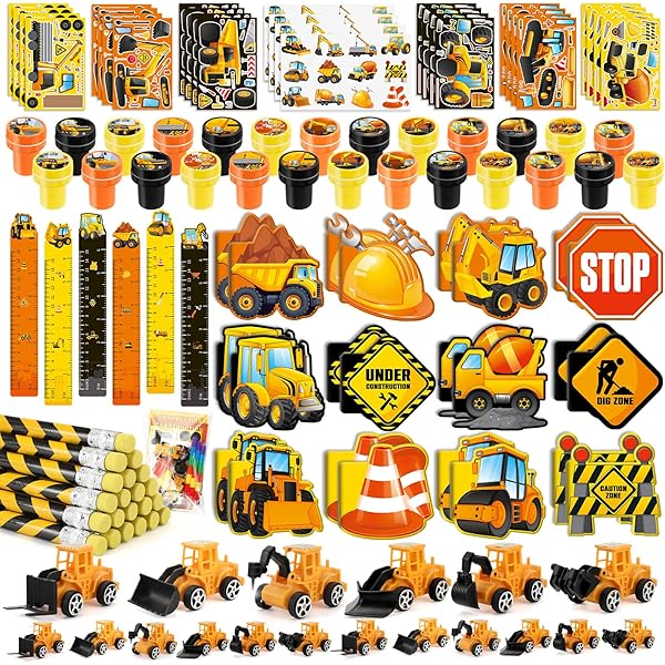 12 Pack Construction Party Favor Bags - Drawstring Backpacks, Truck Theme, 12x10 Inch, Oxford Fabric - View #9
