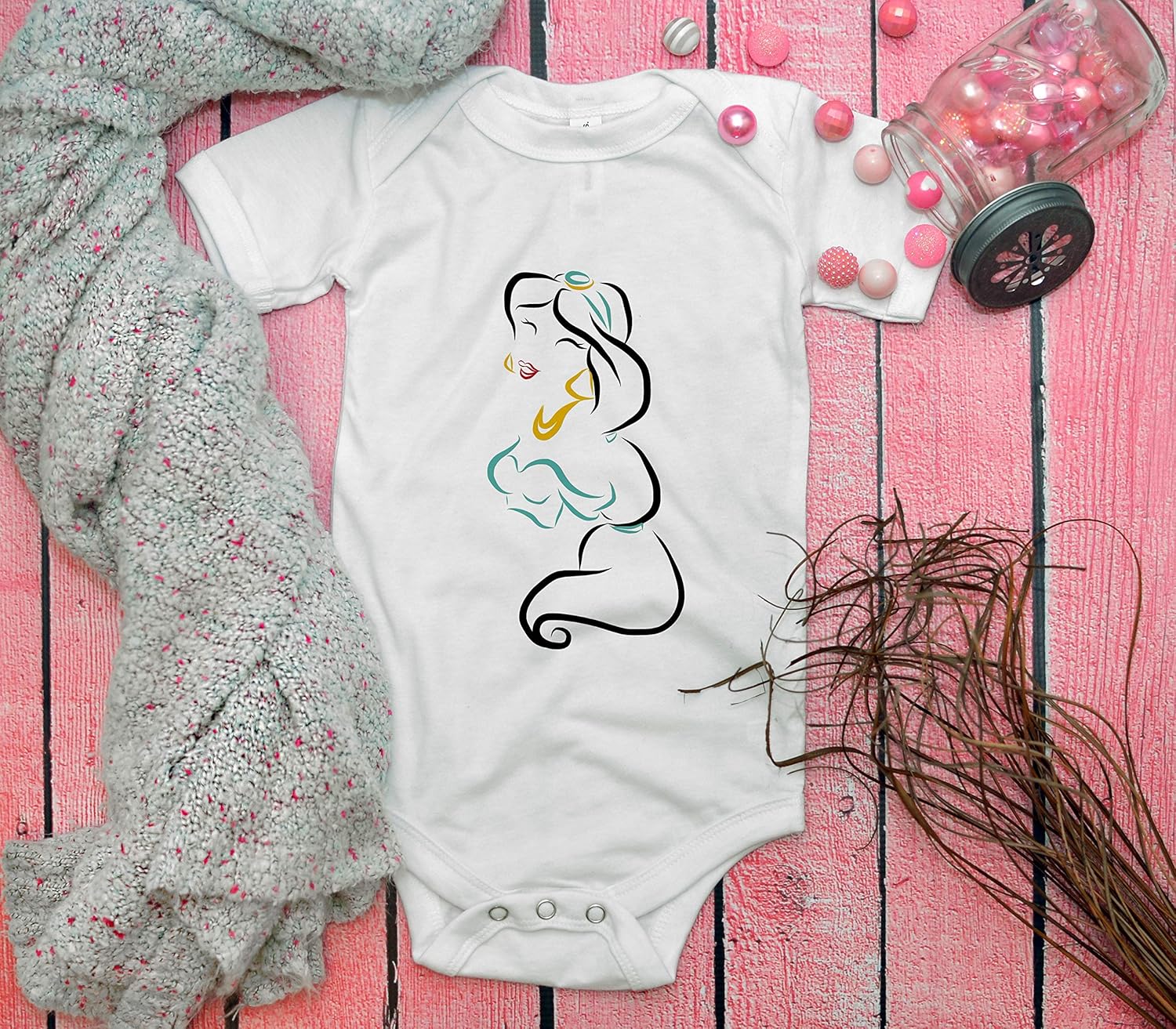 princess jasmine baby onesie