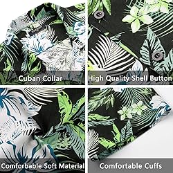 Mens Hawaiian Shirts Cotton Short Sleeve Button