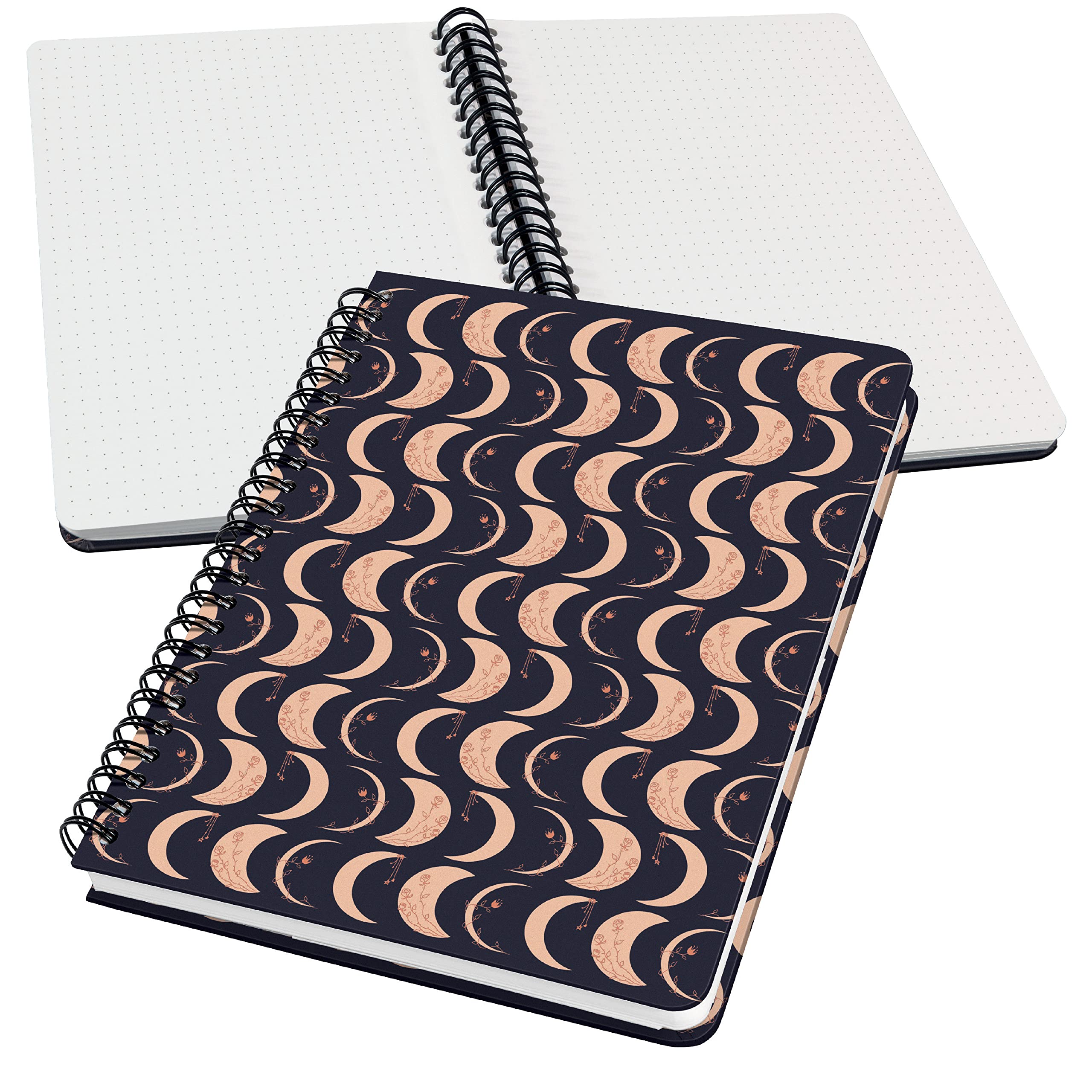 SIGEL JN624 Jolie Spiral notebook, Moonlight Melody, dotted (dot grid), 100 gsm, 16,2 x 21,5 cm, hardcover, 120 pages, Black, Beige, apricot