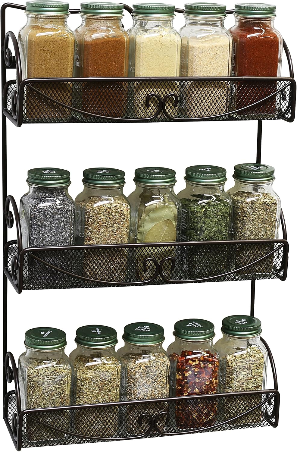 DecoBros 3 Tier Wall Mounted Spice Rack, Bronze: Kitchen & Dining
