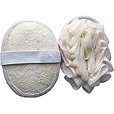 FOVOMA 2PCS Travel Body Natural Loofah Sponge,Mini Pink Loofah Travel Size, Eco Organic Loofah Sponge with Hand,Loofah Soft Sensitive Skin