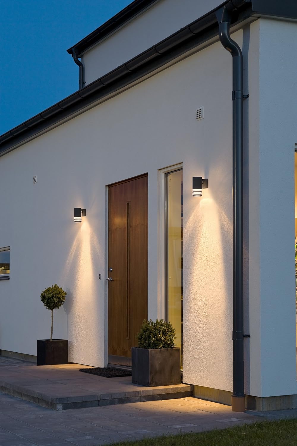 Konstsmide 7515-750 Outdoor Wall Lights Mains Powered/Modena Wall Light Double Down/1 x 35 W GU10 Max Wall Lamp/Clear Acrylic Lens/Aluminium/IP44/Outside Light,Matt Black - Image 4
