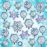 Snowflake Balloons, 24 Pcs Snowflake Shaped Foil Balloon, Large Frozen Snowflake Mylar Balloons for Birthday Christmas New Year Winter Wonderland Themed Party Decoration Supplies