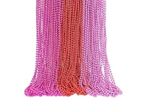 JULBEAR Bulk Valentine's Day Beads Necklaces, 30 pcs Red Pink Bead Necklace for Valentine's Day Holiday Wedding Party Favors Decorations Accessories Supplies