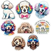 Poodle Dog Sticker 8 Pcs (Large Size) Vinyl Stickers Laptop Waterproof Decal for Car Bumper Water Bottle Window Funny Party Birthday Decorations - Size 4 Inches