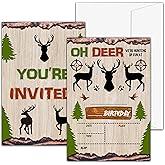 valucise Hunting Birthday Invitations For Boys Girls, Oh Deer Hunting Birthday Party Invitations, Fill In Invitation Cards, Birthday Party Favor Supplies (20 Invites With 20 Envelopes) -A40