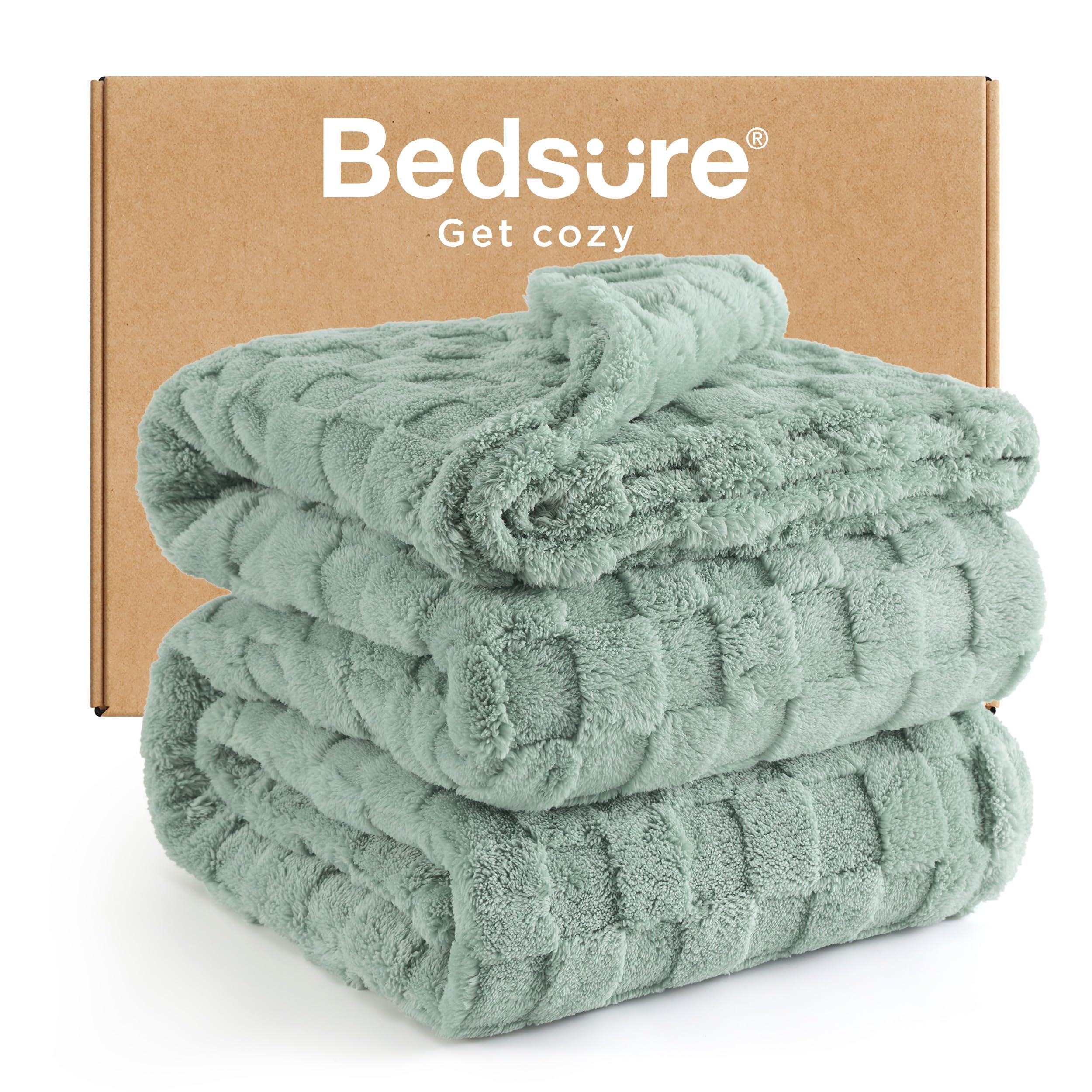 Photo 1 of Bedsure GentleSoft Blankets Queen Size for Bed - Super Soft Cozy Blanket for Women Men Girls, Large Fuzzy Fleece Throw for Bedroom Decor, Sage Green, 90x90 Inches
