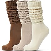 Toetally Women's Slouch Socks Long Boot Scrunch Sock Soft Cotton Knit Cozy Socks 3 Pairs