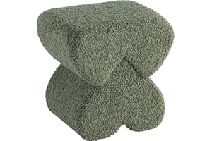 Get Set Style Heart-Shaped Ottoman with Soft Padded Seat, Multifunctional Vanity Stool for Makeup, Upholstered Footrest Stool