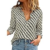 CUNLIN Womens Silky Printed Button Down Shirts Fashion Blouse Long Sleeve Tops 2026