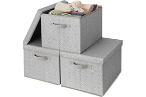 GRANNY SAYS Large Storage Bins with Lid, Pack of 3 Fabric Storage Baskets for Shelves, Foldable Storage Boxes for Clothes, Bo