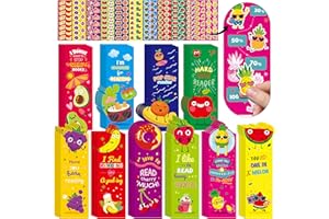 60PCS Scented Bookmarks Bulk for Kids, Scratch and Sniff Bookmarks Rewards, Scented Smelly Cute Fruit Theme Sayings Assorted 