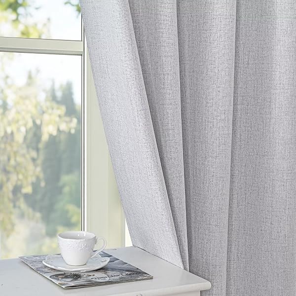 FANCYROOF 100% BLACKOUT CURTAINS FOR LIVING ROOM, 96 INCH CURTAINS 2 PANEL SET LIGHT BLOCKING, BACK TAB & ROD POCKET THERMAL INSULATED DRAPES BEDROOM WINDOWS HOME DECOR(52W × 96L INCH, OFF-WHITE)