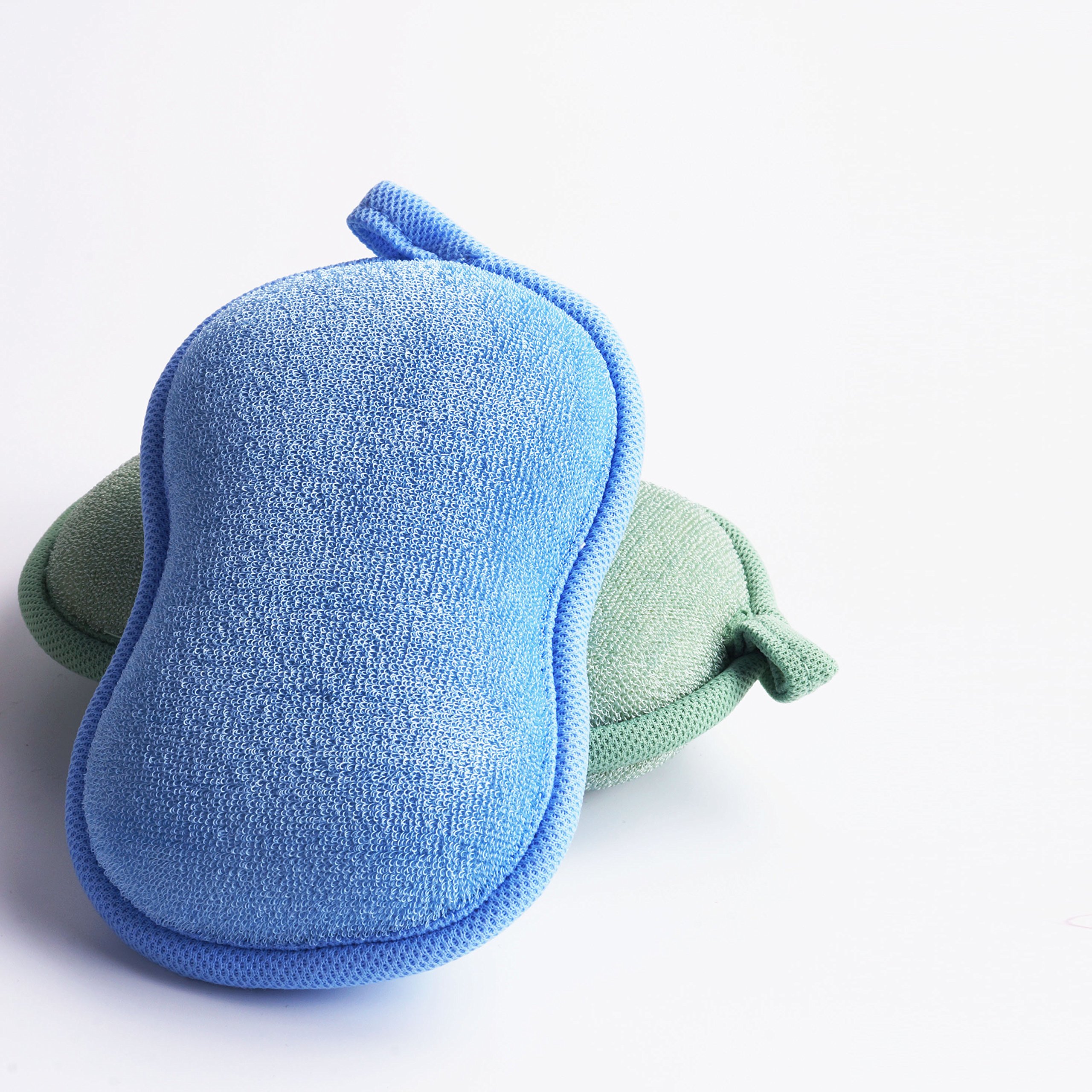 Baby Bath Sponge - Ultra Soft Baby Sponge for Bathing - Kids Bath Sponges for Infants, Toddler Bath Time, 2 Count (1 Pack) - Green Blue