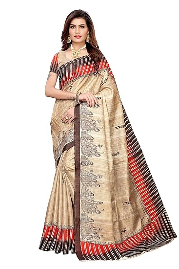 Cotton with Blouse Piece Saree (Baby Doll Brown_1 FS)