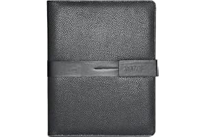 ROOTS Premium Vegan Leather Bussines Organizer Padfolio Magnetic Tab Closure Bussines, Black