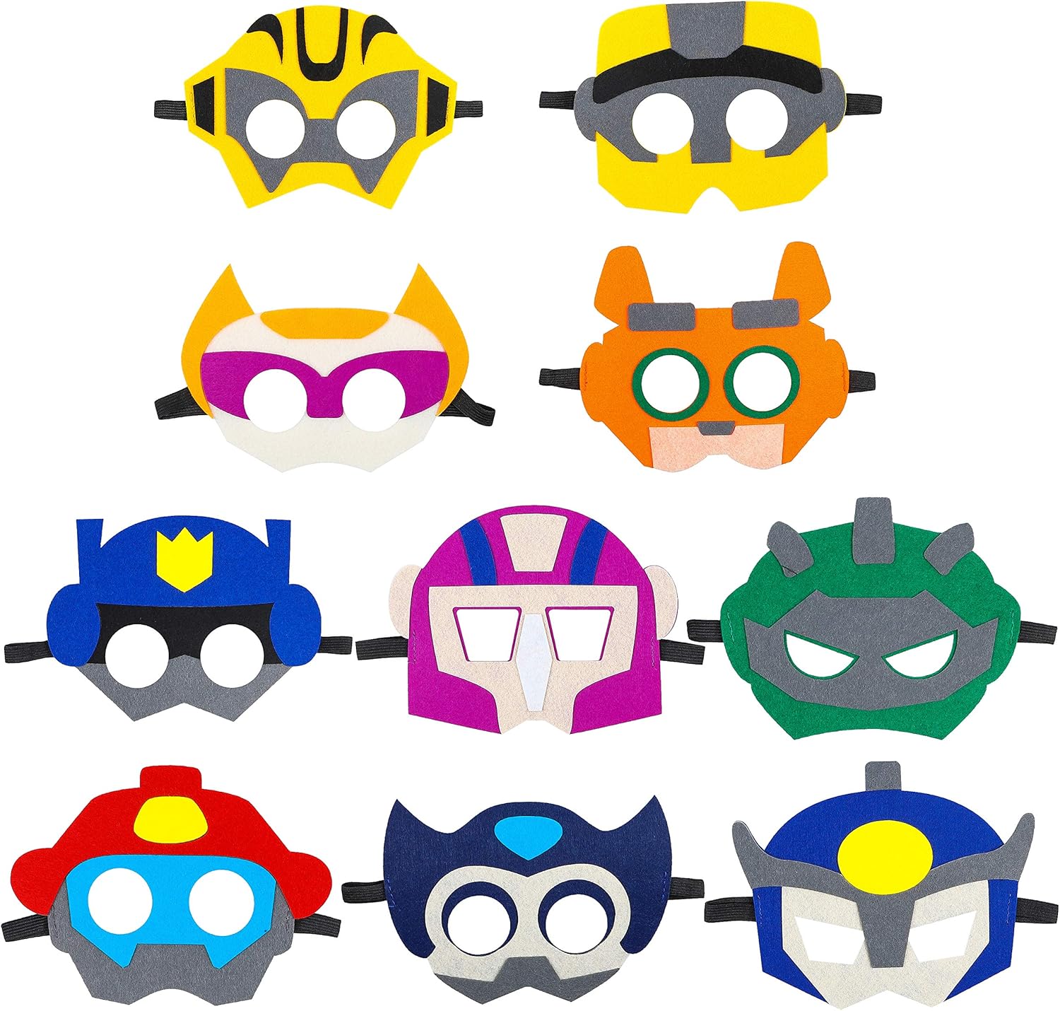 BeYumi 10Pcs Rescue Robots Felt Masks Set, Bots Party Supplies Gift Rescue Robots Party Favor ...