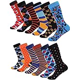Marino Men's Dress Socks - Colorful Funky Socks for Men - Cotton Fashion Patterned Socks - 12 Pack