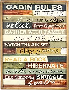 Young's 15405 Wood Cabin Rule Sign, 24.5"
