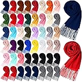 ShinyMatch 48 Pcs Scarf Bulk Shawls and Wraps Tassel Edge for Wedding Bridesmaid Party Favors, 13.8 x 78.8 in