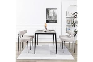 DYHOME Grey Boucle Dining Chairs Set of 4, Upholstered Kitchen Dining Room Chairs, Side Chairs with Thick Cushions and Metal Legs for Kitchen Living Room