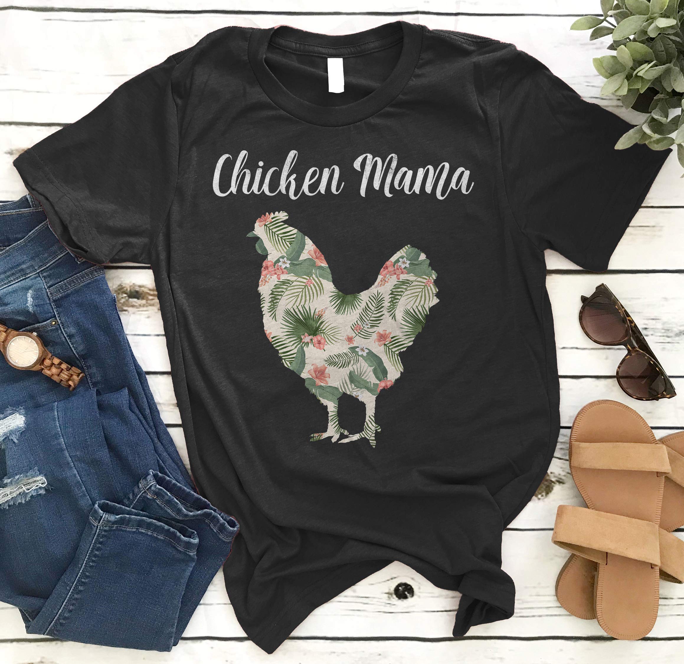 Vintage Chicken Mama, Floral Chicken, Farm, Chicken Tee, Gift For Her, Graphic Tee, Tee, Farm Tee, Farmer, Country, Humorous Mother's Day Unisex T Shirt