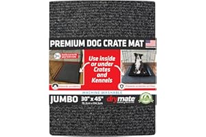 Drymate Premium Dog Crate Mat Liner, Absorbent, Waterproof, Non-Slip, Washable Puppy Pee Pad for Kennel Training - Use Under Pet Cage to Protect Floors, Cut to Fit Design (USA Made) (Dgrey)(30”x45”)