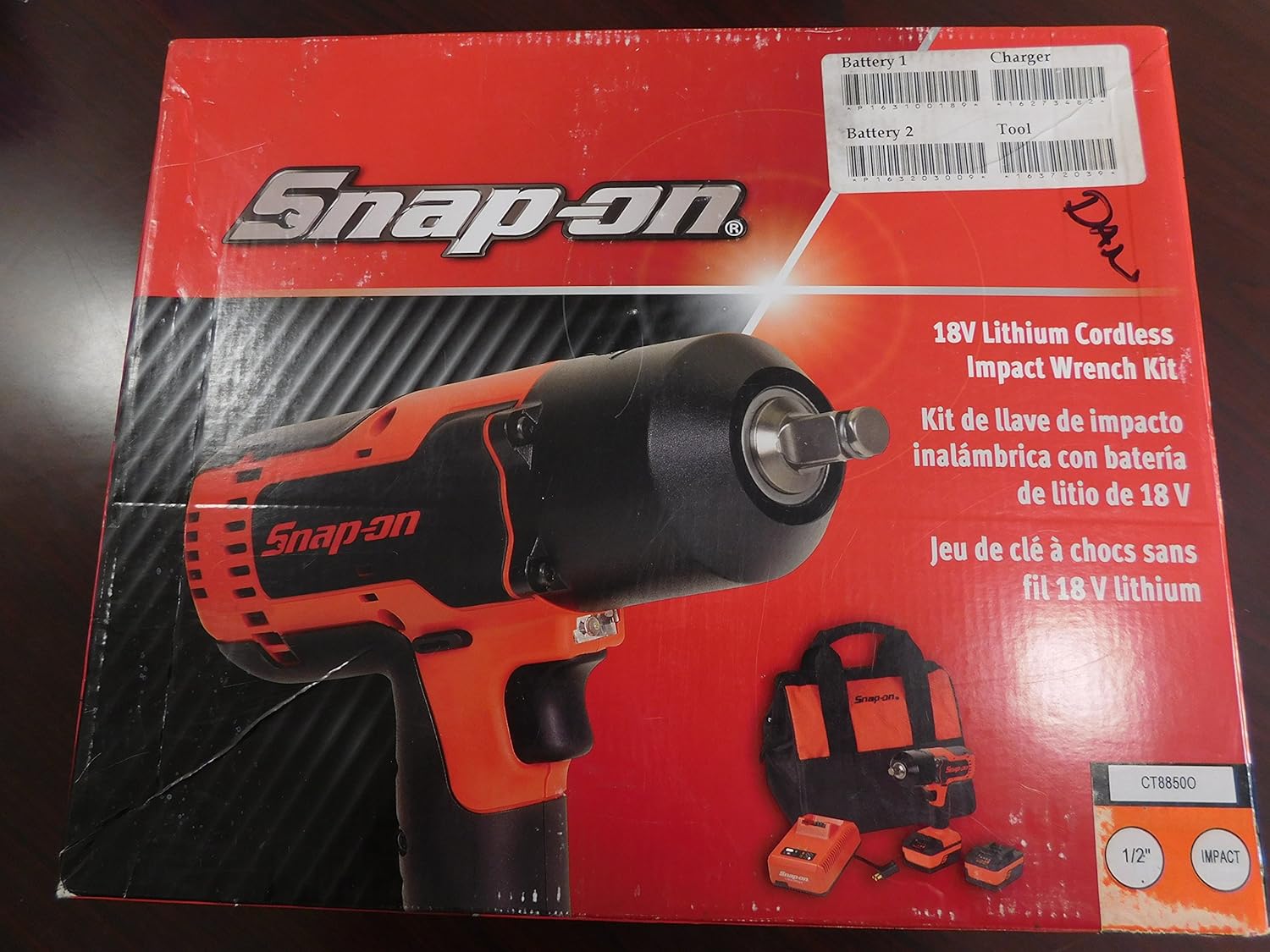 SnapOn 18 Volt Lithium Cordless Impact Wrench Kit, 1/2 Drive, Part 