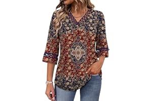 WIHOLL Womens Tops Eyelet Lace V Neck 3/4 Bell Sleeve Blouses Dressy Work Shirt 2026 Summer Spring Fashion Clothing