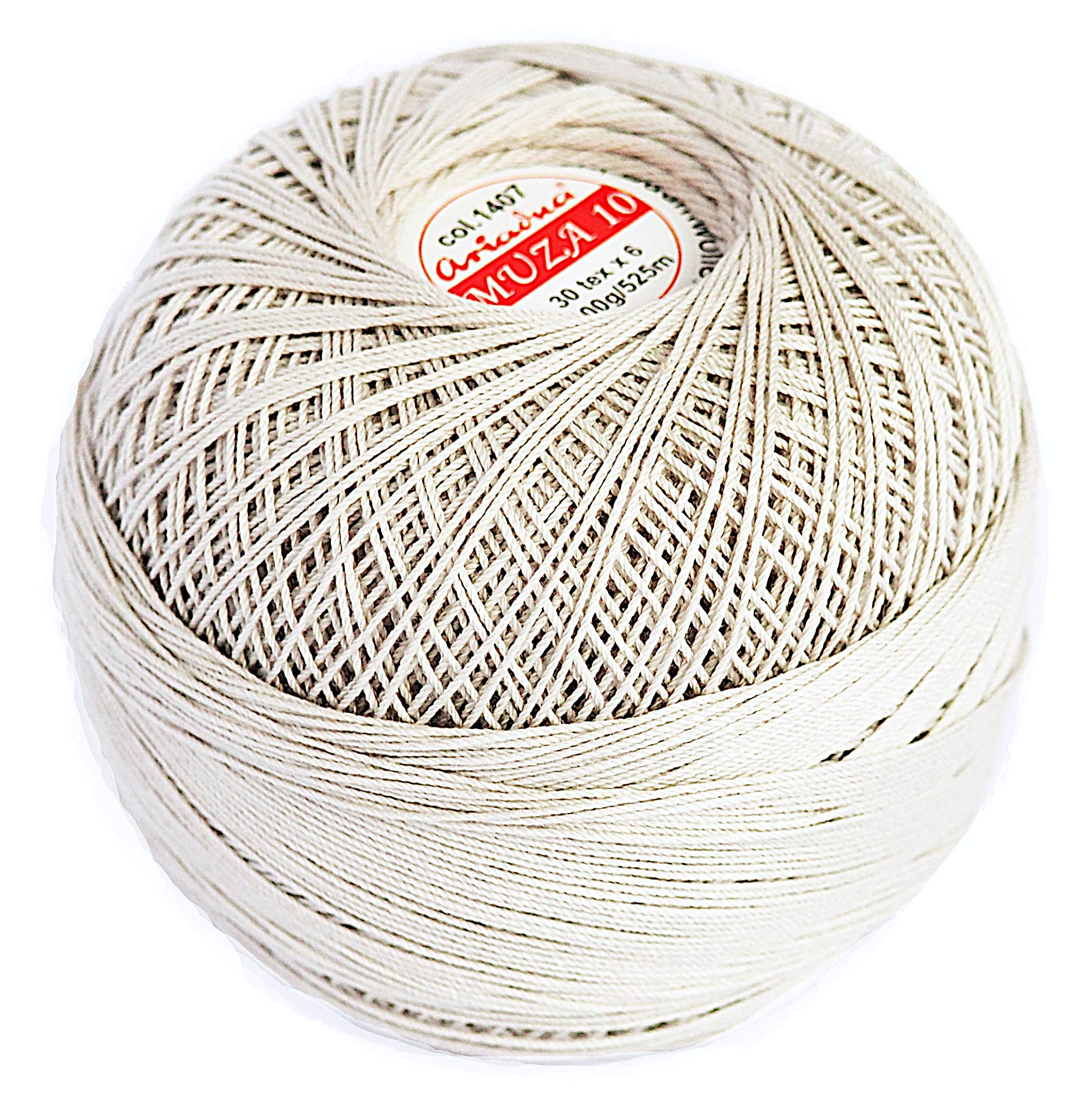 Cotton Crochet Thread Size 10, Fine Yarn (574yd / 525m), Luxurious Feel Crochet and Knitting (3.52oz / 100g) Light Grey (1407)