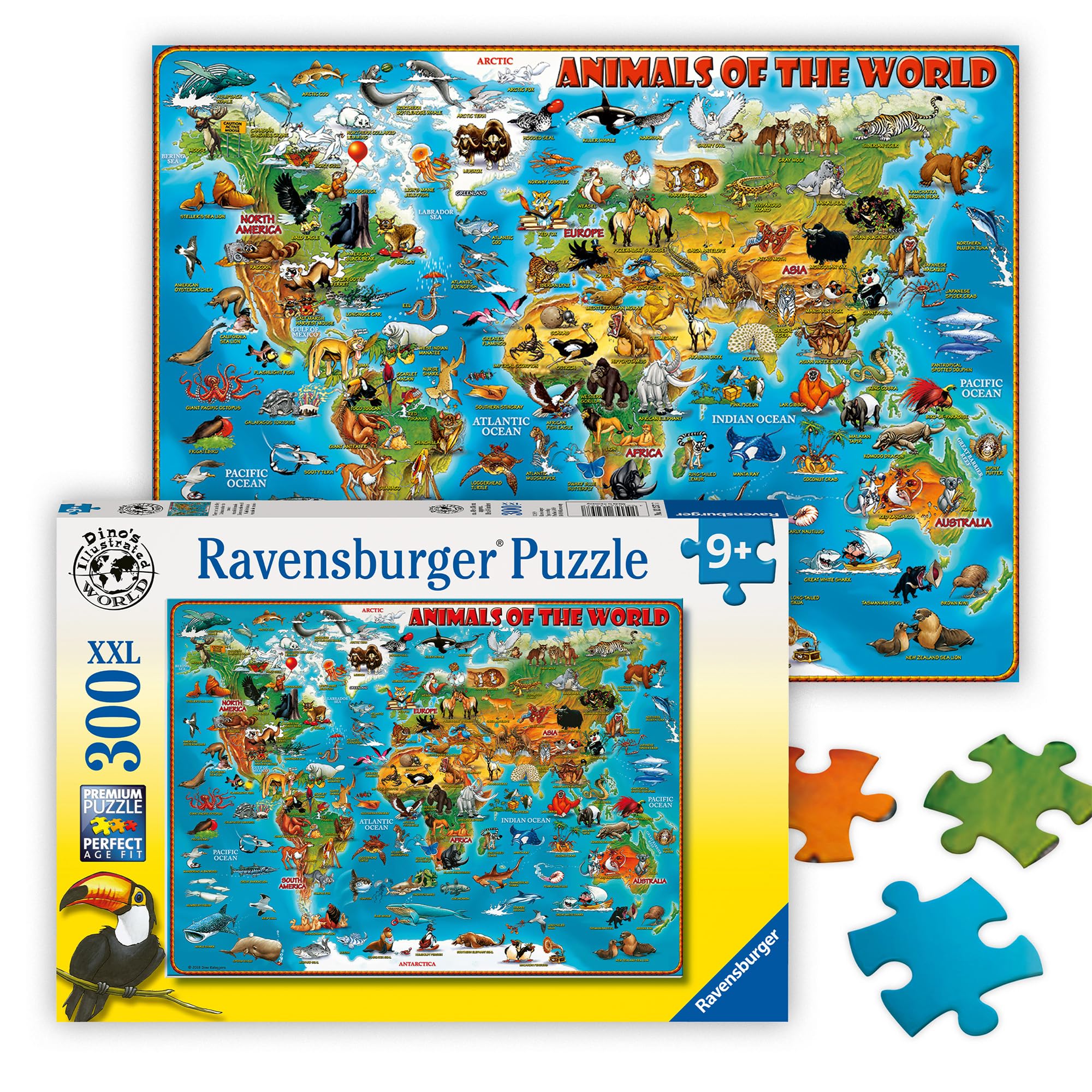 Ravensburger Animals Of The World 300 Piece Jigsaw Puzzle With Extra Large Pieces For Kids Age 9 Years Up