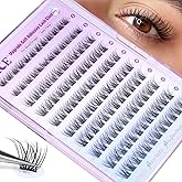 Self Adhesive Eyelashes Reusable Natural Self Adhesive Lash Clusters Wispy Press on Lashes Pre-Glue 8-12mm 120pcs C Curl DIY 