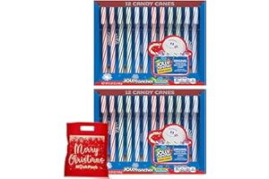 NOSH PACK Christmas Candy Canes Jolly Hard Candies Ranchers Fruit Flavored Red Blue Green Candy Cane Bulk 24 Pieces of Candy Canes Sticks Lollipops for Stocking Stuffer Party Favors with Merry Christmas Bag