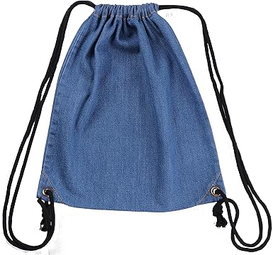 denim drawstring backpack