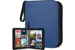 POKONBOY 400 Pockets Baseball Card Binder Sleeves, Trading Card Sleeves Carrying Case Card Binder Fit for Baseball Cards, Trading Cards, Football Cards and Sports Cards (Blue)