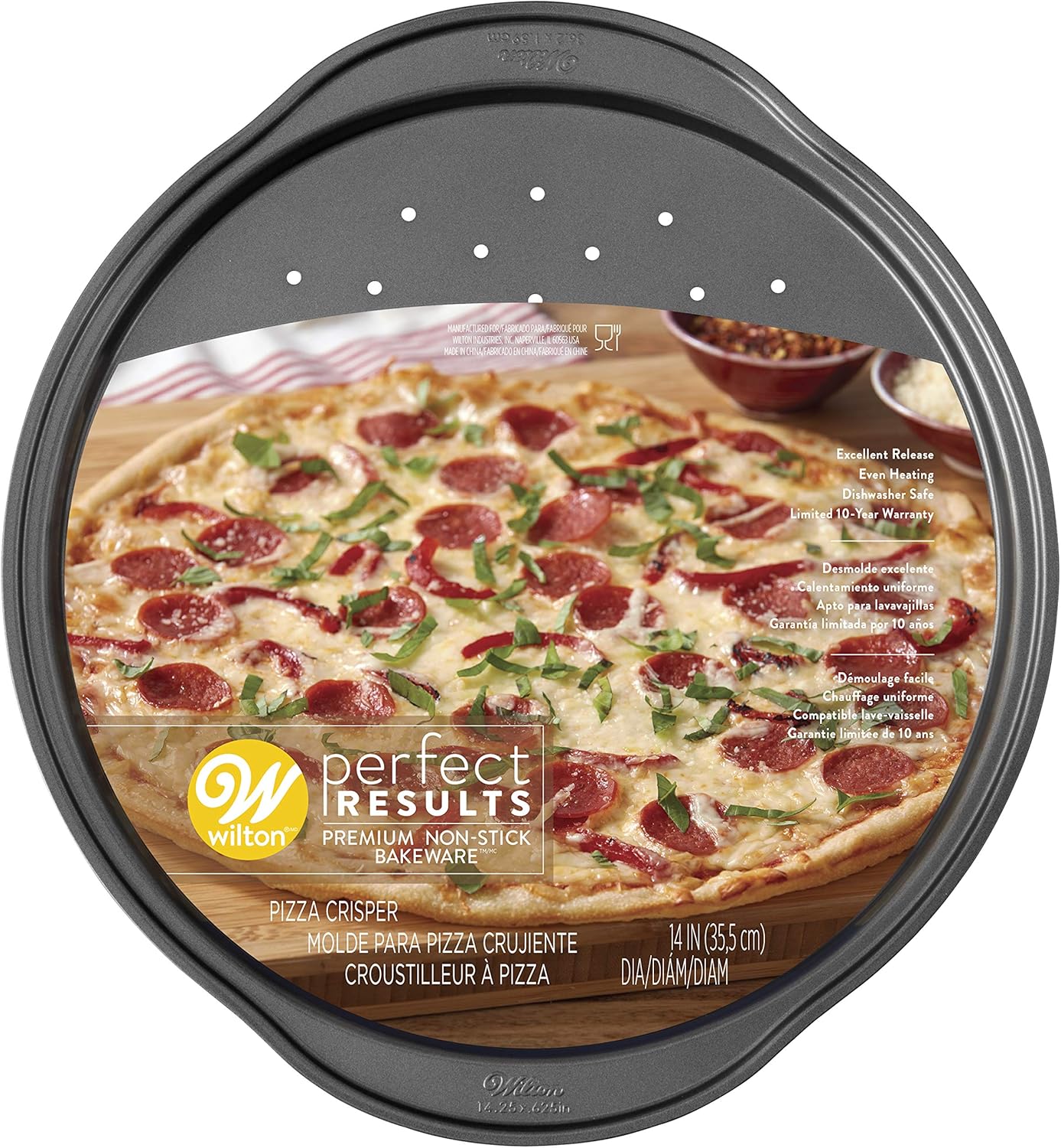 Wilton Perfect Results Non-Stick Crisper, 14-Inch Pizza Pan, 0, Silver: Pizza Pans: Kitchen & Dining